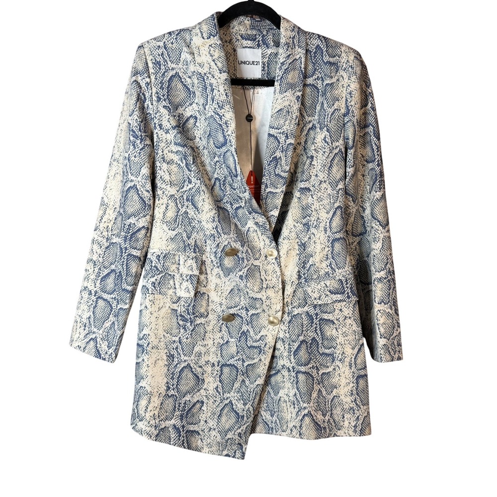 UNIQUE 21 ~ New NWT US8 UK12‎ Python Snake LUXE Breasted Asymmetric Blazer Dress
